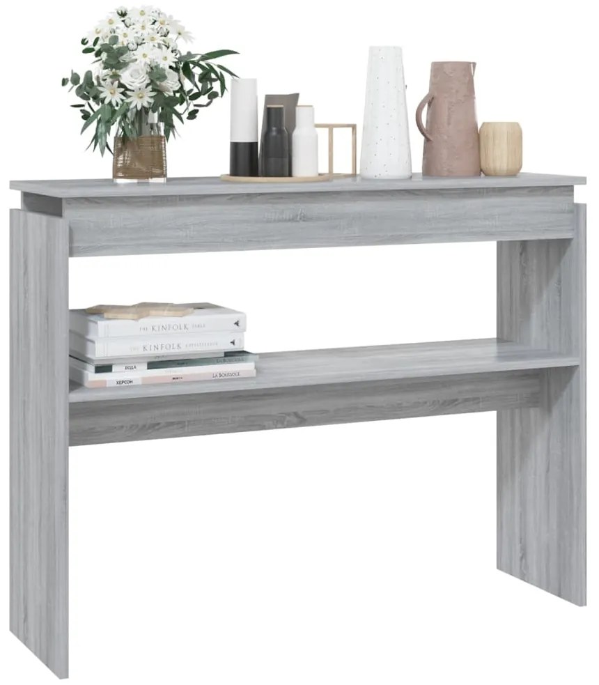 Mesa consola 102x30x80 cm derivados de madeira cinzento sonoma
