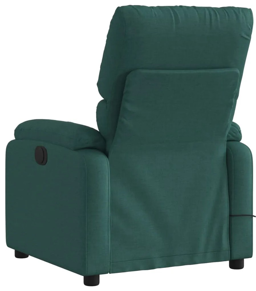 Poltrona reclinável de massagens elétrica tecido verde-escuro