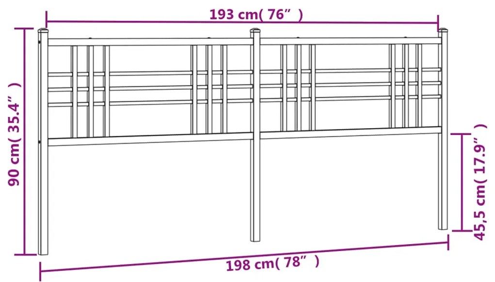 Cabeceira de cama 193 cm metal preto