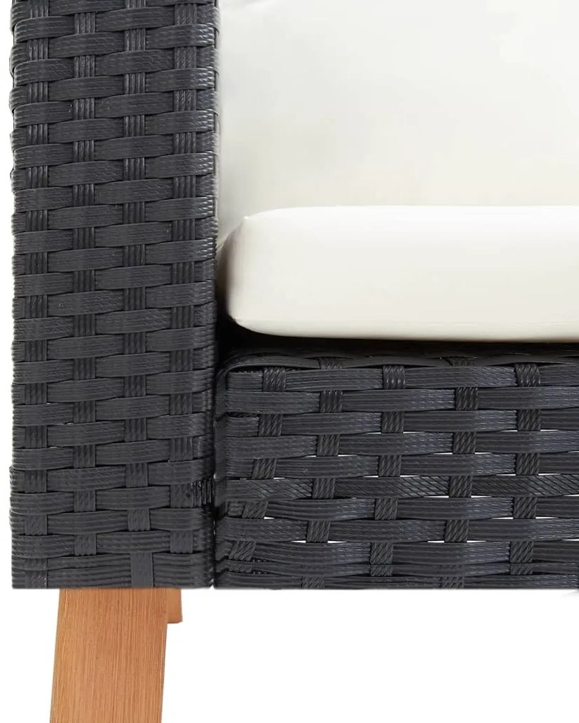 2 pcs conjunto lounge de jardim c/ almofadões vime PE preto