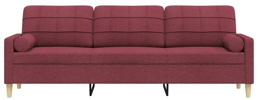 Sofá 3 lug. + almofadas decorativas 210cm tecido vermelho tinto