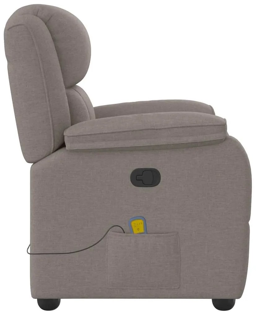 Poltrona de massagens reclinável tecido cinzento-acastanhado