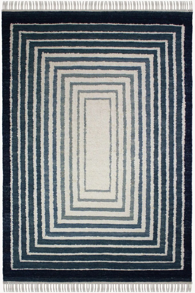 Tapete de lã bouclé artesanal de tecelagem plana Frame