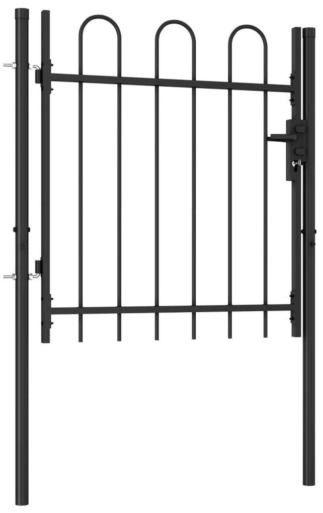 Portão de vedação individual com topo arqueado aço 1x1m preto