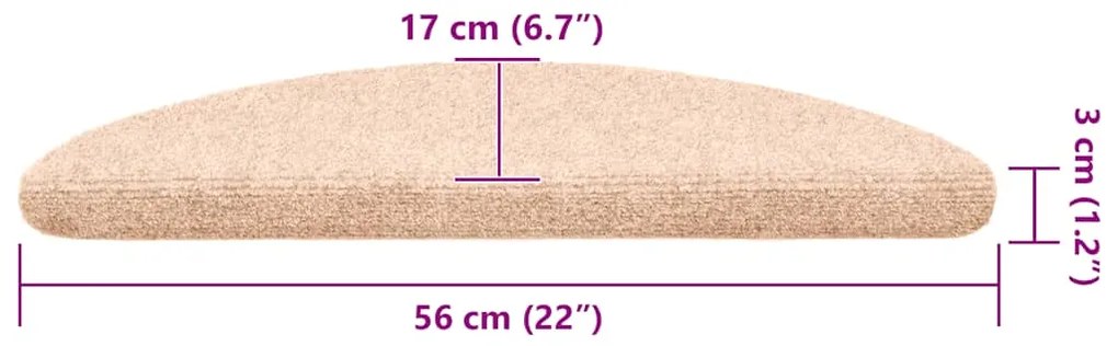 Tapetes de escada adesivos 30 pcs 56x17x3 cm creme