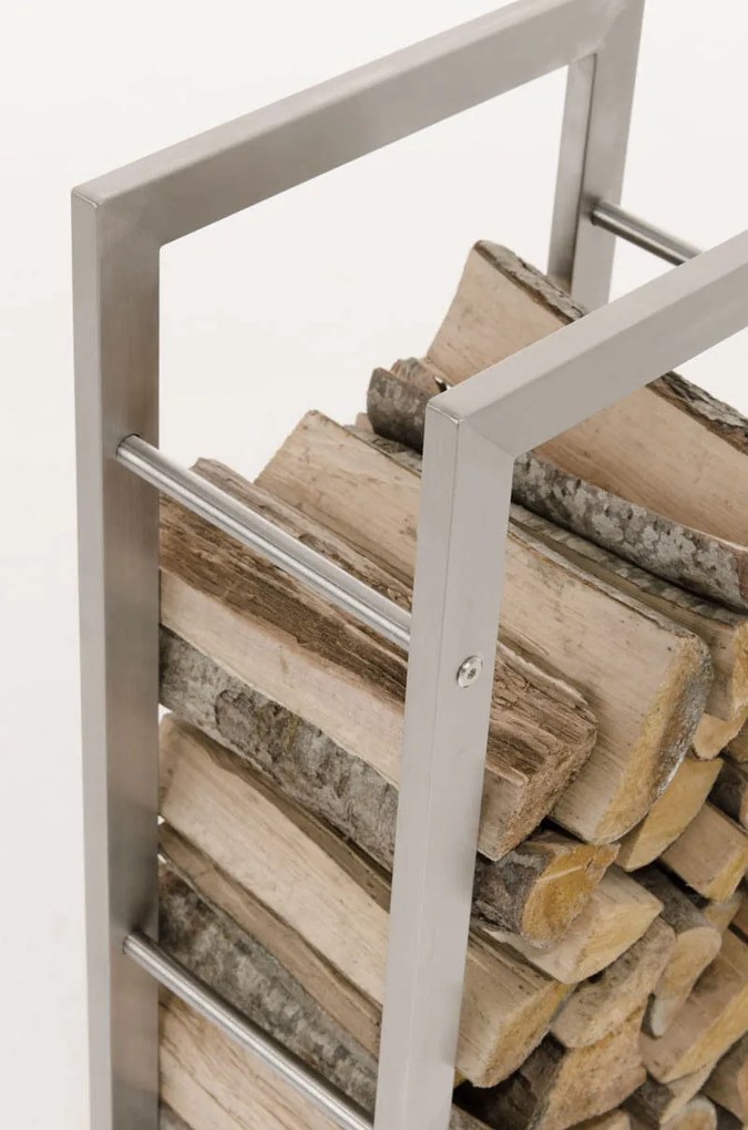 Suporte para lenha Keri em aço inoxidável 60 x 100 x 25 cm Prateado