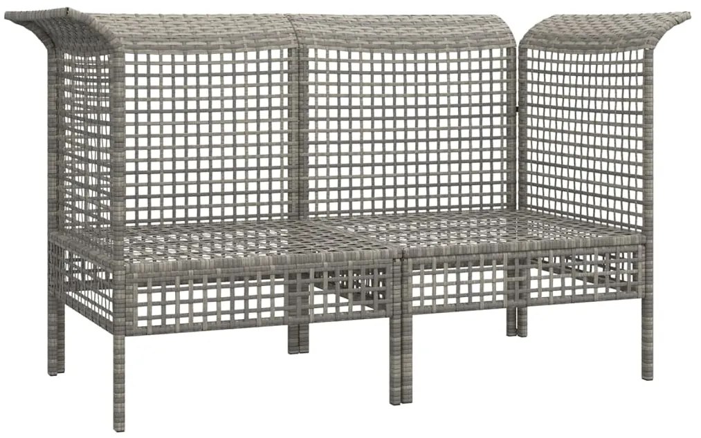 Sofás de canto p/ jardim c/ almofadões 2 pcs vime PE cinzento