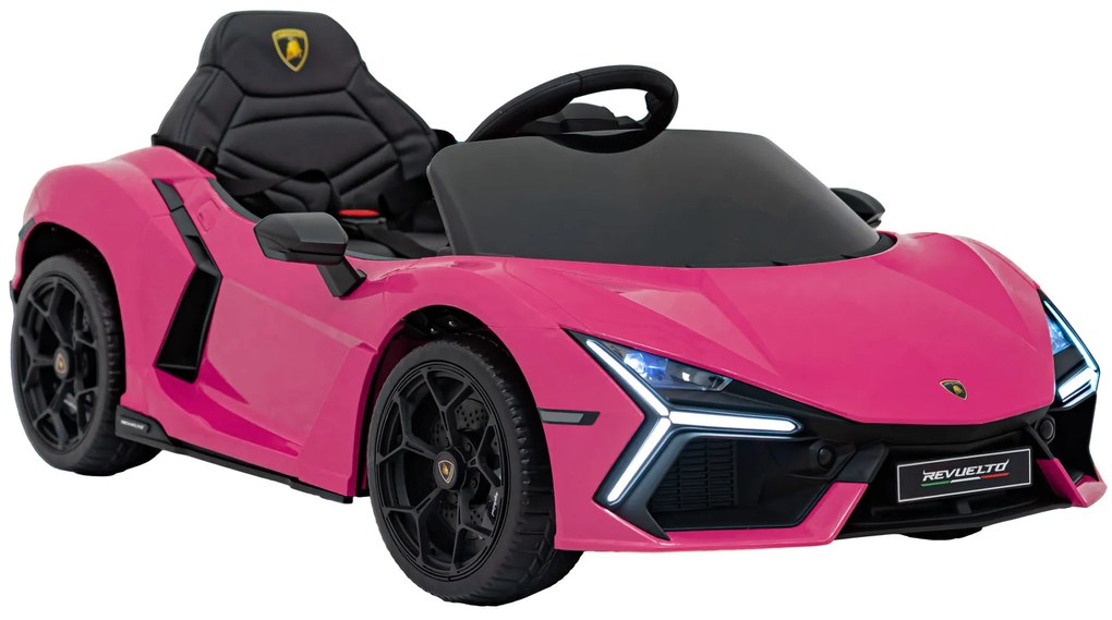 Carro elétrico para Crianças Lamborghini Revuelto 12V 4x4 Rodas Espuma EVA, Assento couro ecológico Rosa