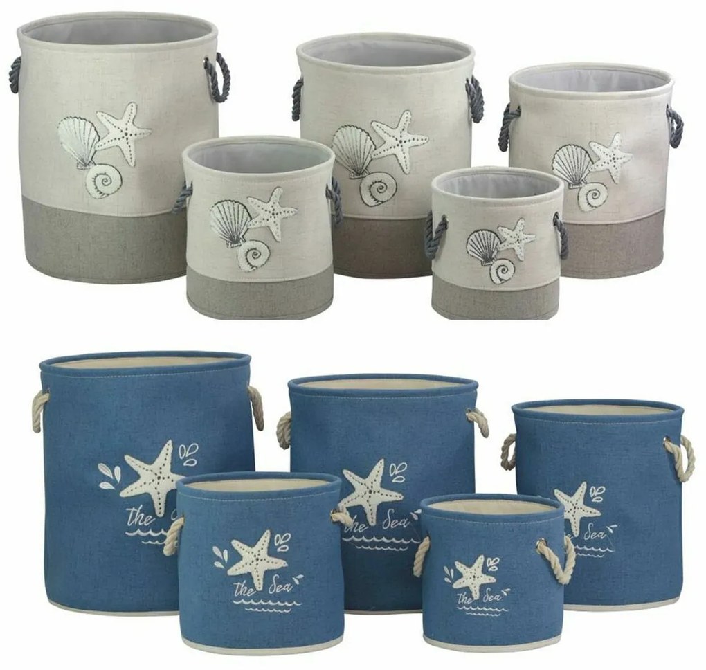Conjunto de Cestas DKD Home Decor 40 x 40 x 45,5 cm Bege Azul 41 x 41 x 45 cm (2 Unidades)