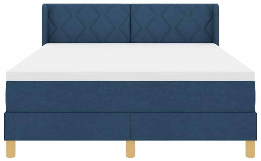 Cama Box Azul com Colchão - 160 x 200 cm - Tecido