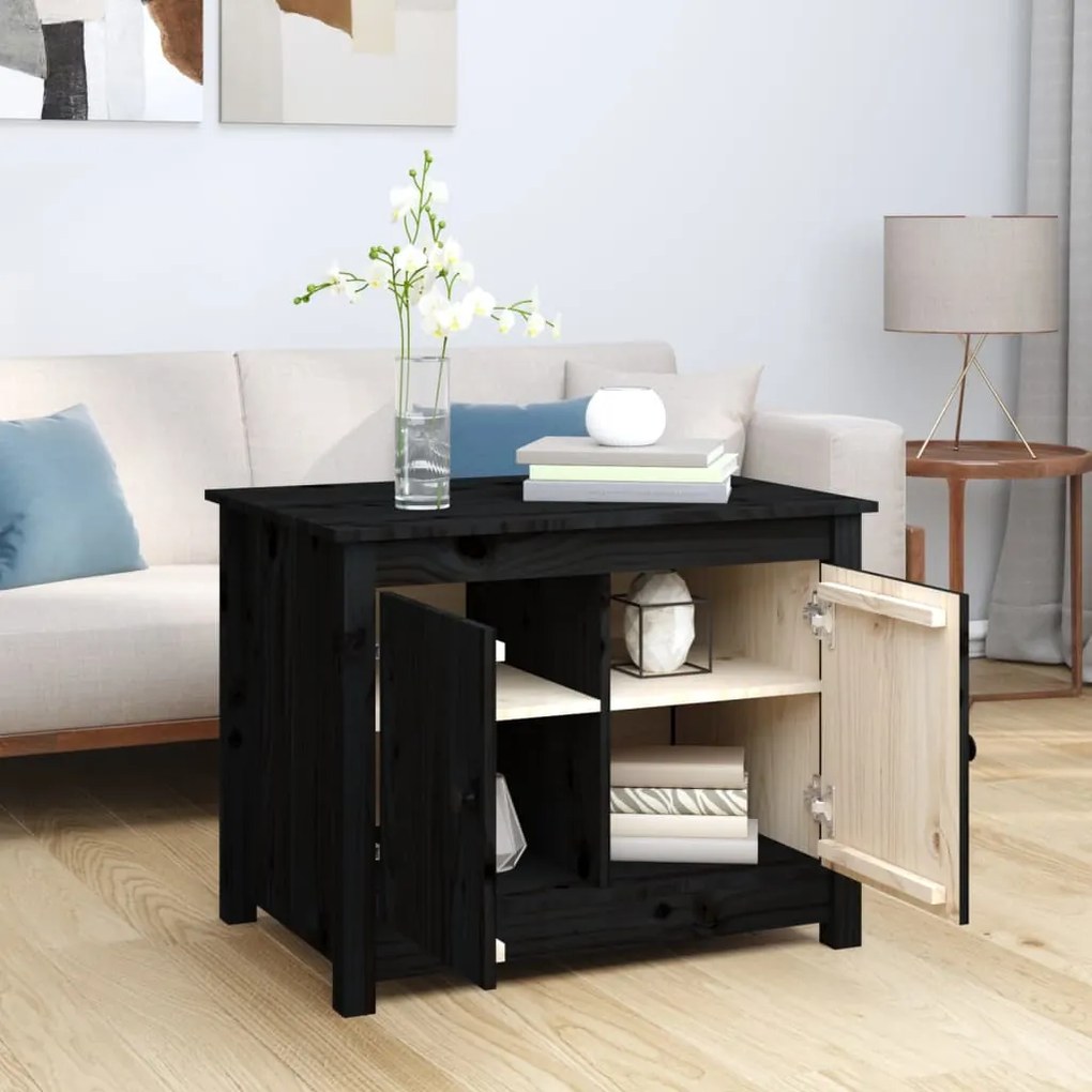 Mesa de centro 71x49x55 cm pinho maciço preto