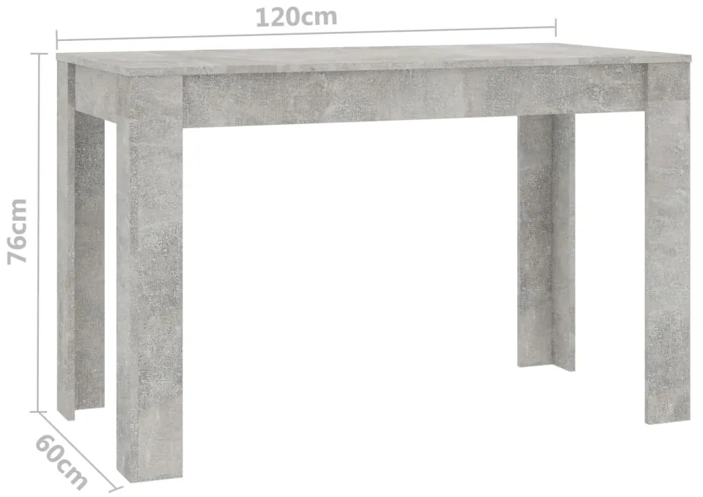 Mesa de jantar 120x60x76 cm contraplacado cinzento cimento