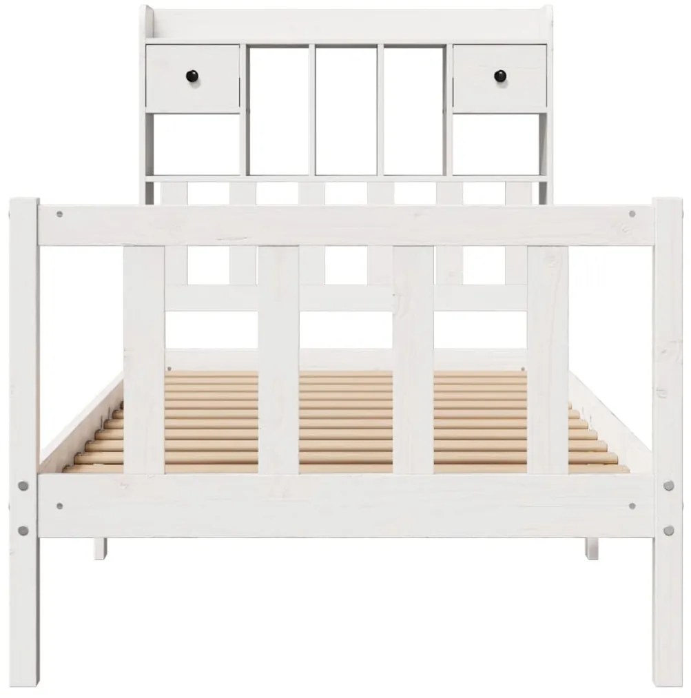 Cama com estante sem colchão 90x200 cm pinho maciço branco
