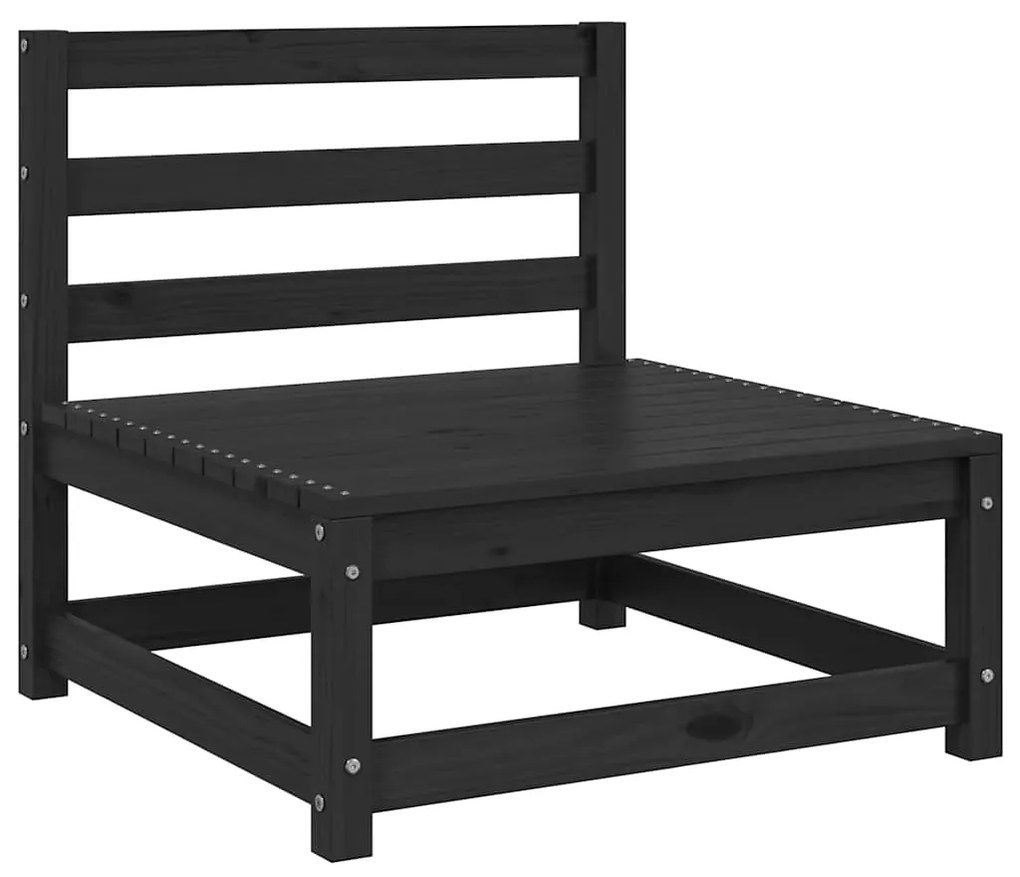 Sofás de centro para jardim 2 pcs madeira de pinho maciço preto