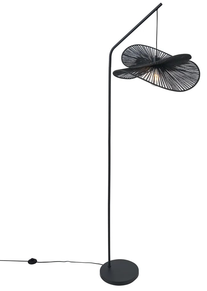 Candeeiro de pé Art Déco preto com abajur preto - Nest Art Deco