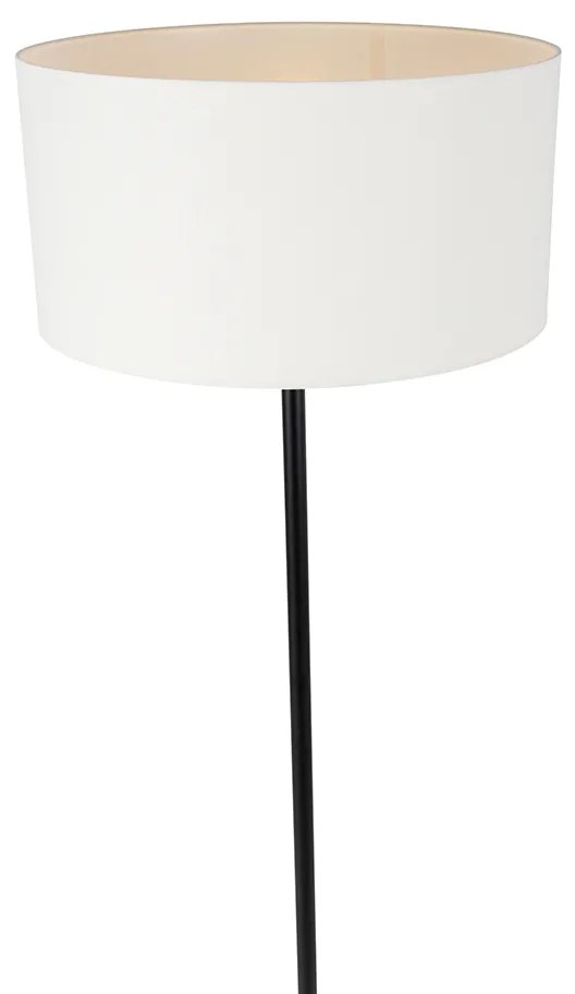 Candeeiro de pé preto com abajur branco 50 cm - Simplo Moderno