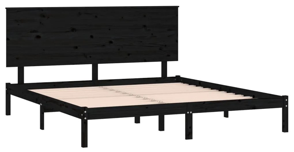 Estrutura de cama 200x200 cm pinho maciço preto