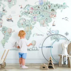 Autocolante de parede - mapa para criança