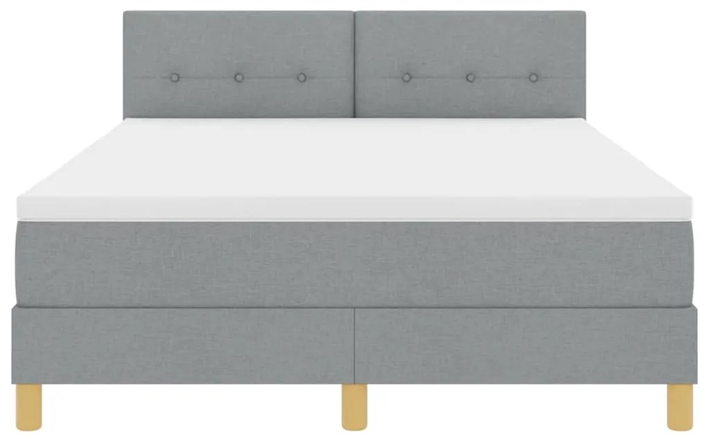 Cama Box com Colchão &amp; LED Cinza Claro 140x200 cm Tecido