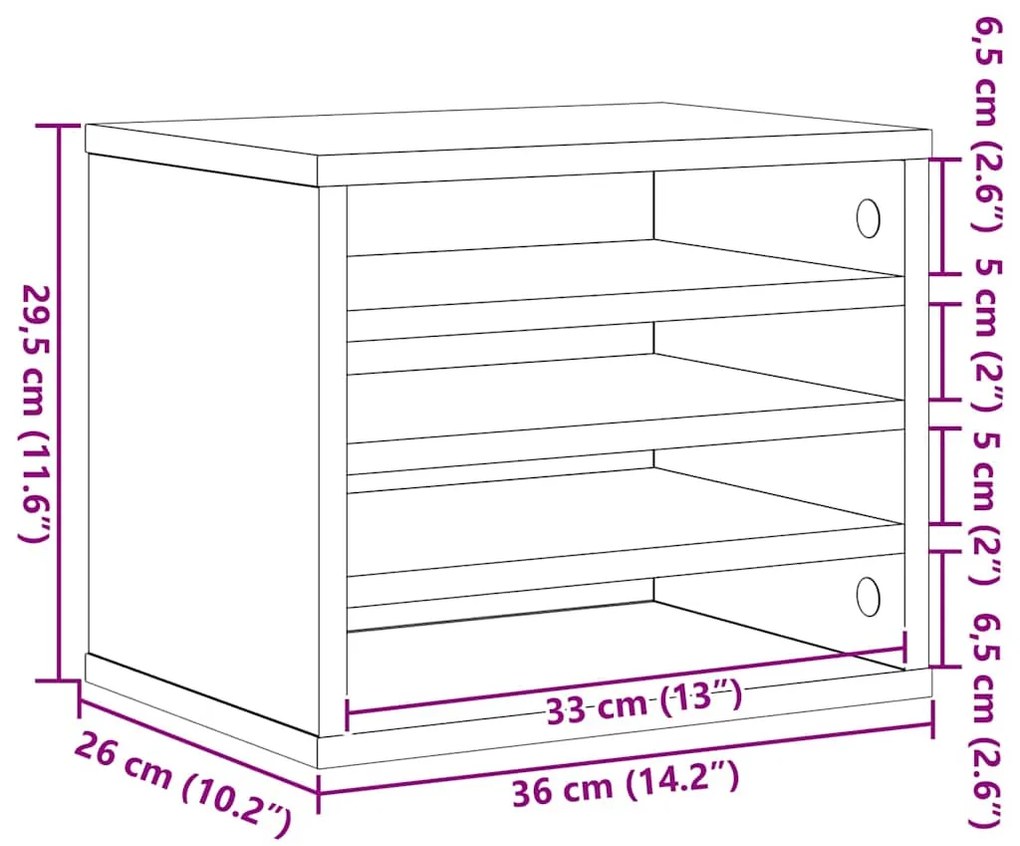 Organizador de Mesa Carvalho Preto 36x26x29,5 cm Madeira Derivada