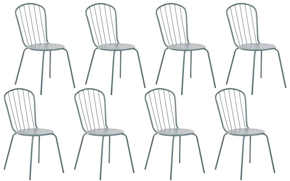 Conjunto de 8 cadeiras de jardim em metal azul claro CALVI Beliani