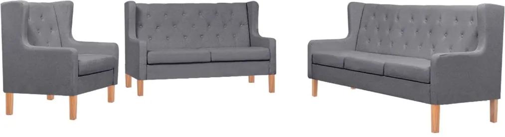 Conjunto de sofás 3 pcs tecido cinzento