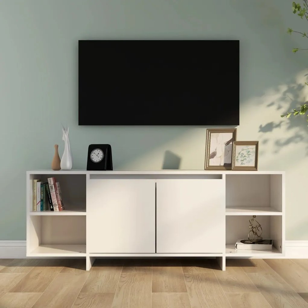 vidaXL Móvel de TV 130x35x50 cm contraplacado branco brilhante