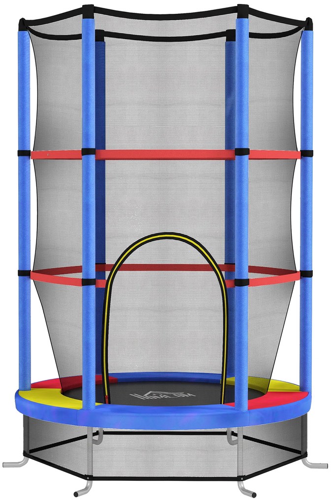 HOMCOM Trampolim Infantil Ø140x190 cm Trampolim para Crianças de 3-6 Anos com Rede de Segurança Carga 45 kg para Interior Azul