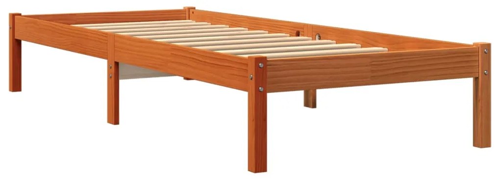 Cama sem colchão 90x200 cm pinho maciço castanho-mel
