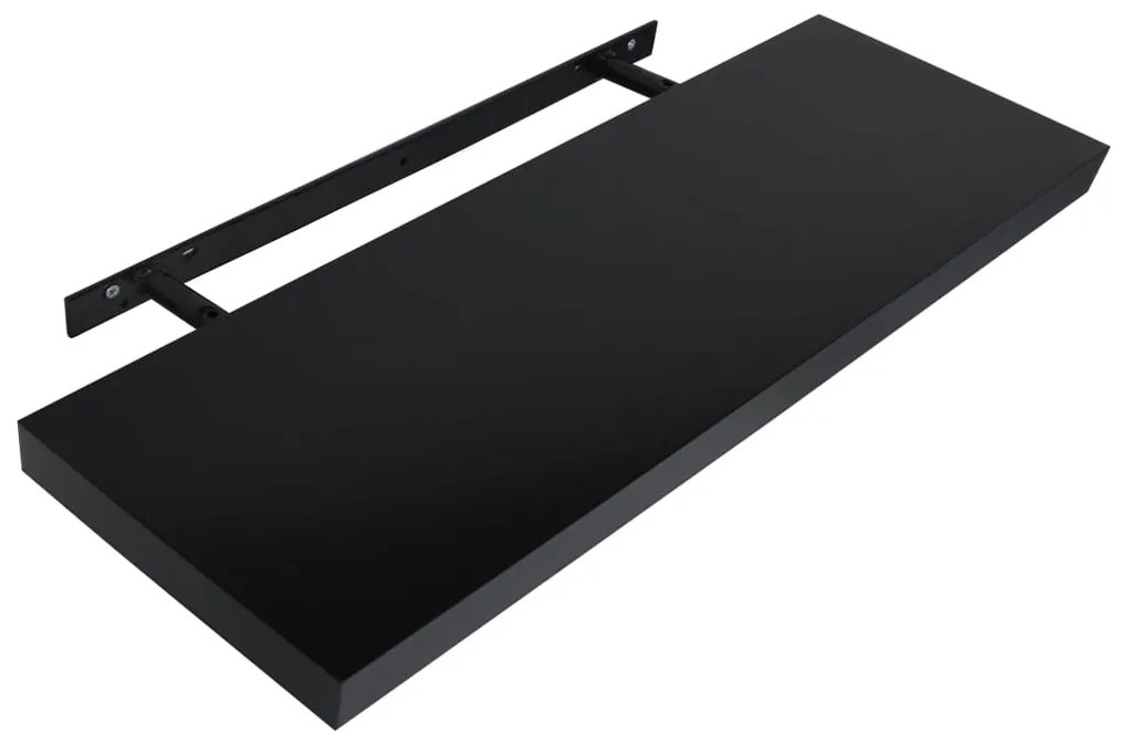 Prateleiras de parede suspensas 2 pcs 120x20x3,8 cm preto