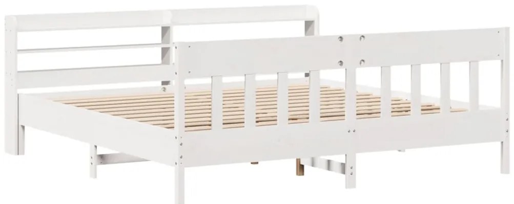 Cama sem colchão 200x200 cm madeira de pinho maciça branco