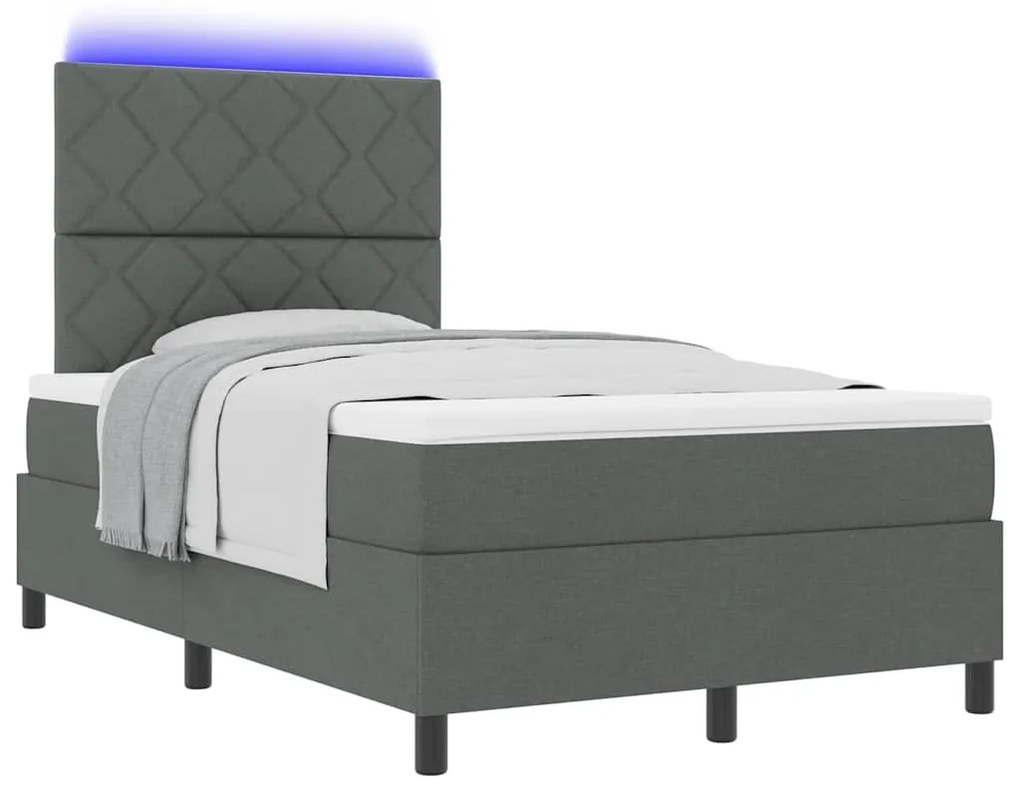 Cama Box com Colchão LED - Cinza Escuro, 120x200 cm Tecido
