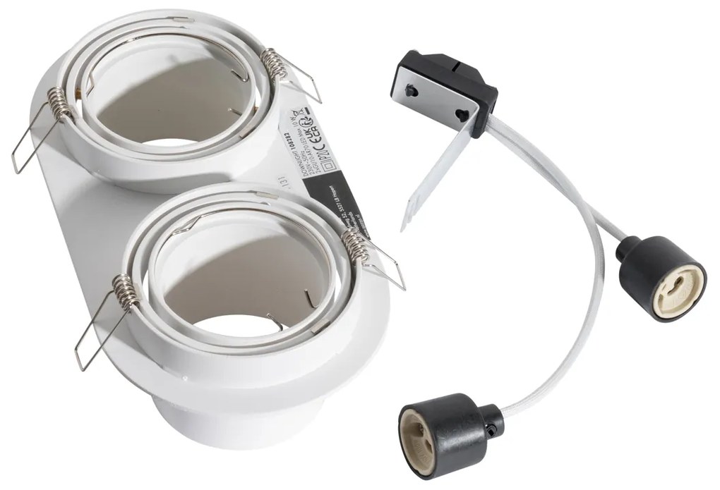 Foco de embutir redondo branco GU10 70mm inclinável 2 luzes - Installa