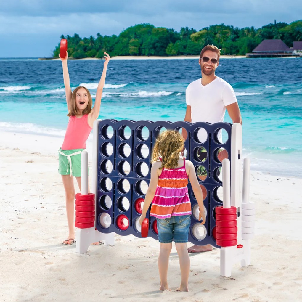 Jogo 4 em Linha Gigante para Crianças e Adultos, 120 x 42 x 104 cm, Leve e Portátil, Azul