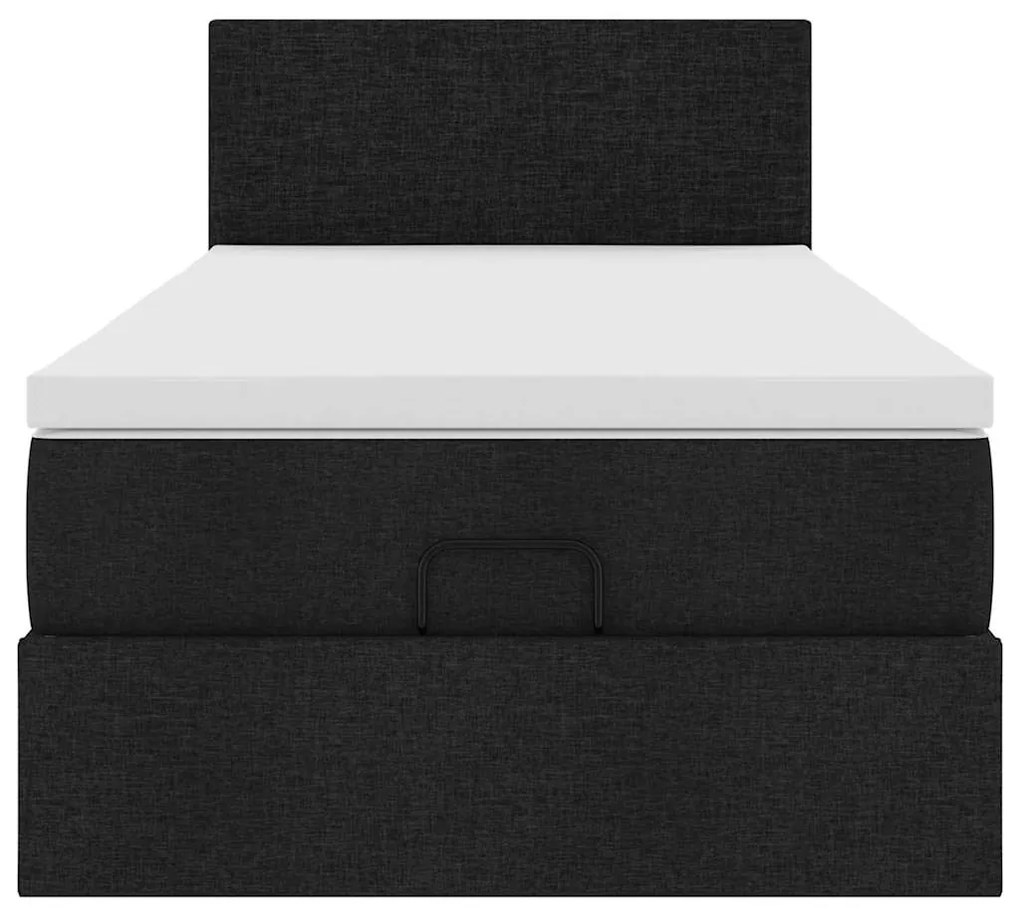 Cama otomana com colchão 100x200 cm tecido preto