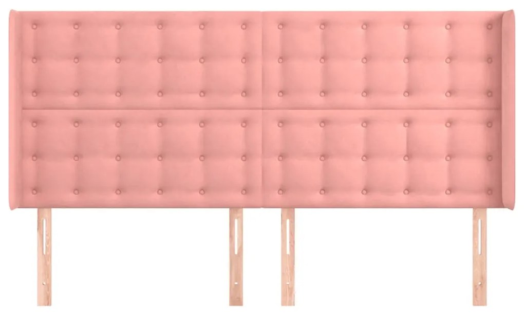 Cabeceira cama c/ abas veludo 203x16x118/128 cm rosa