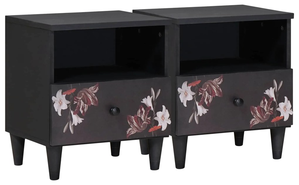 vidaXL Mesa-de-cabeceira com gaveta 2 pcs Castanho 40 x 33 x 46 cm