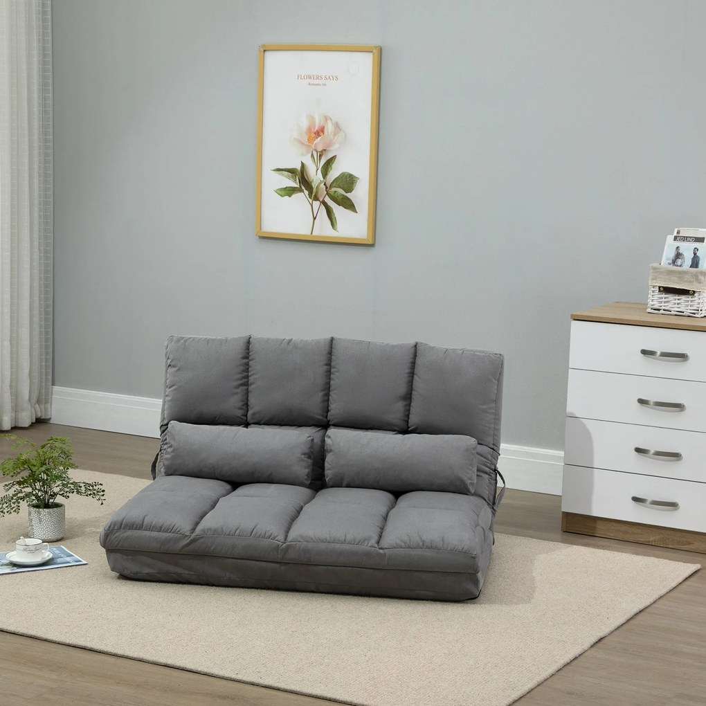 Sofá de 2 lugares, transformável em cama, poltrona dobrável, encosto ajustável, inclui 2 almofadas em poliéster com acabamento em camurça, para sala d