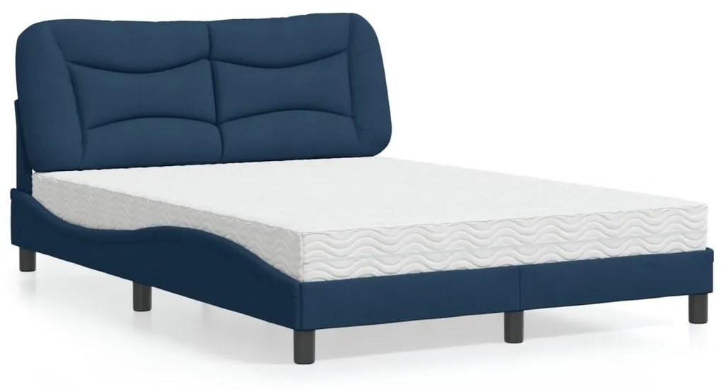 Cama com colchão 140x200 cm tecido azul