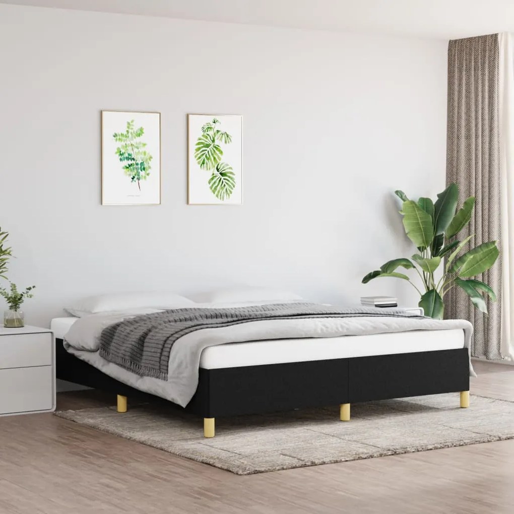 Estrutura de cama sem colchão 180x200 cm tecido preto