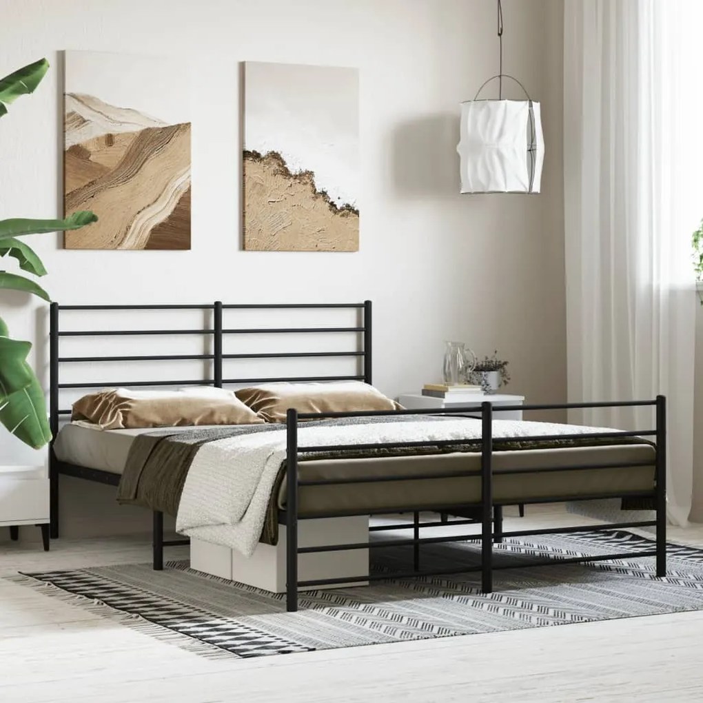 Estrutura de cama sem colchão com pés 160x200 cm preto