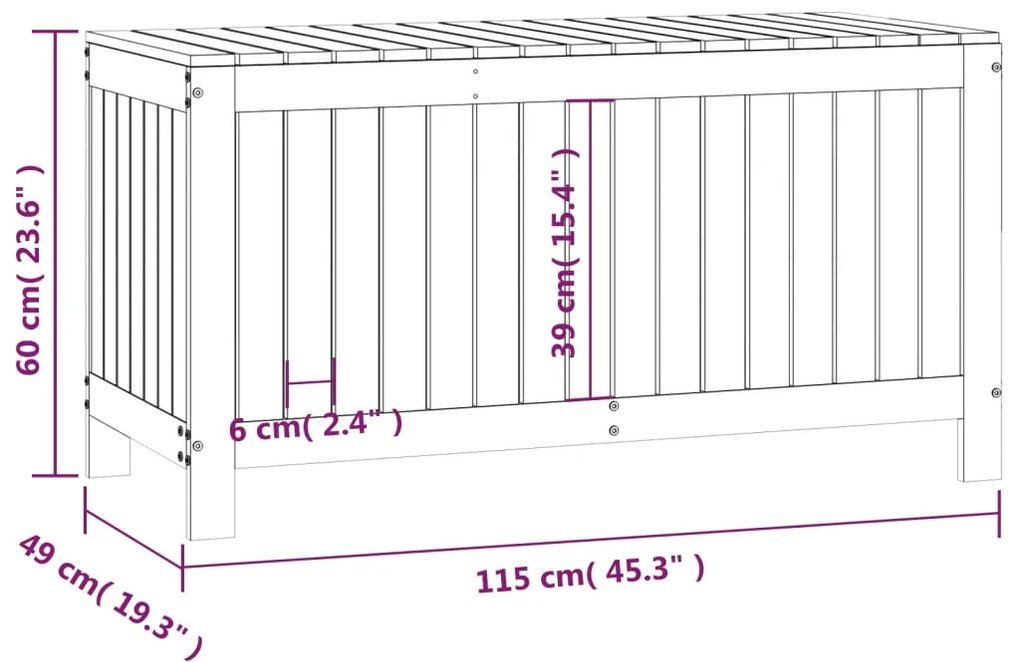 Caixa de arrumação jardim 115x49x60cm pinho maciço castanho-mel