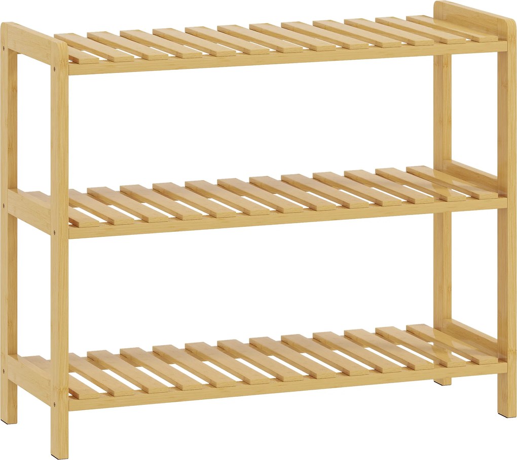 HOMCOM Sapateira de Madeira de 3 Níveis para até 9 Pares de Sapatos para Entrada Corredor Dormitório 70x26x57,5 cm Madeira | Aosom Portugal