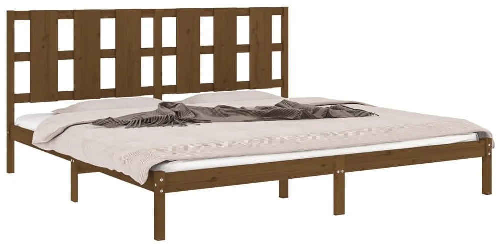 Estrutura de cama 200x200 cm pinho maciço castanho mel