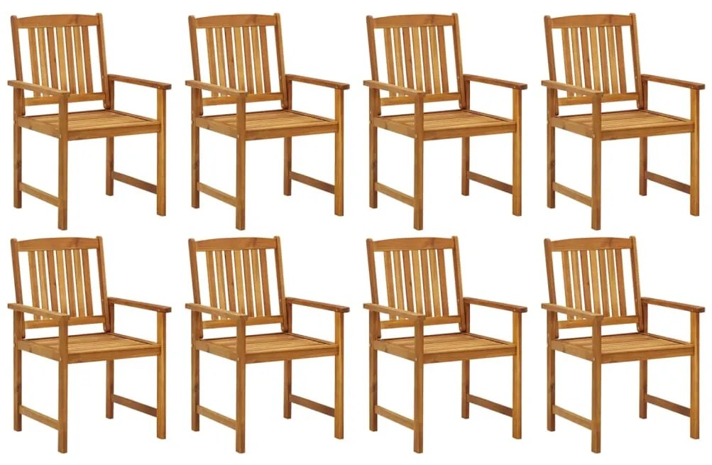 Cadeiras de jardim com almofadões 8 pcs acácia maciça