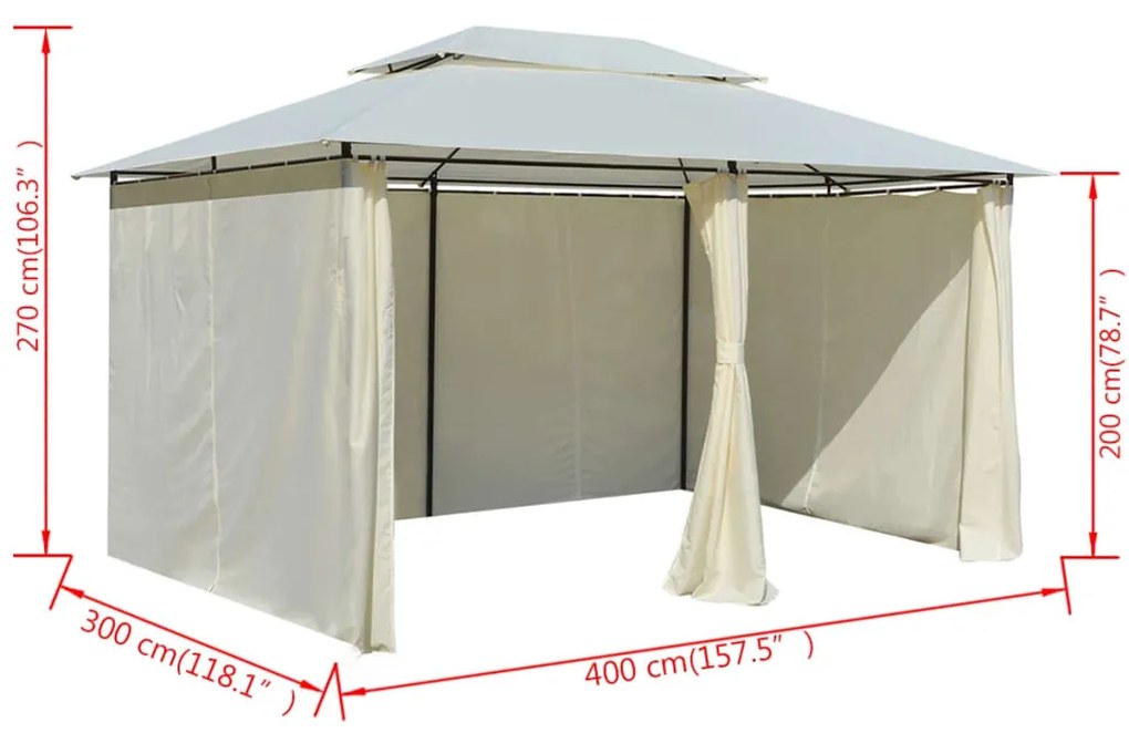 Tenda de jardim com cortinas 4x3 m branco