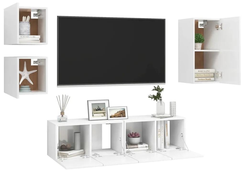 Conjunto de 5 Móveis de Parede de TV Sines S - Branco - Design Moderno
