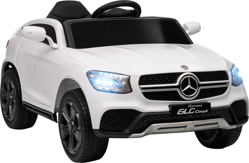 Carro elétrico para crianças 12 V, comando à distância de 2,4 GHz, 3 velocidades, arranque gradual, 105 x 68 x 50 cm, branco
