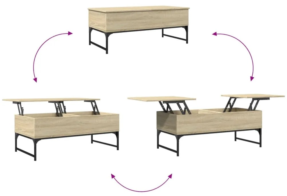 Mesa centro 100x50x40 cm deriv. madeira/metal carvalho sonoma