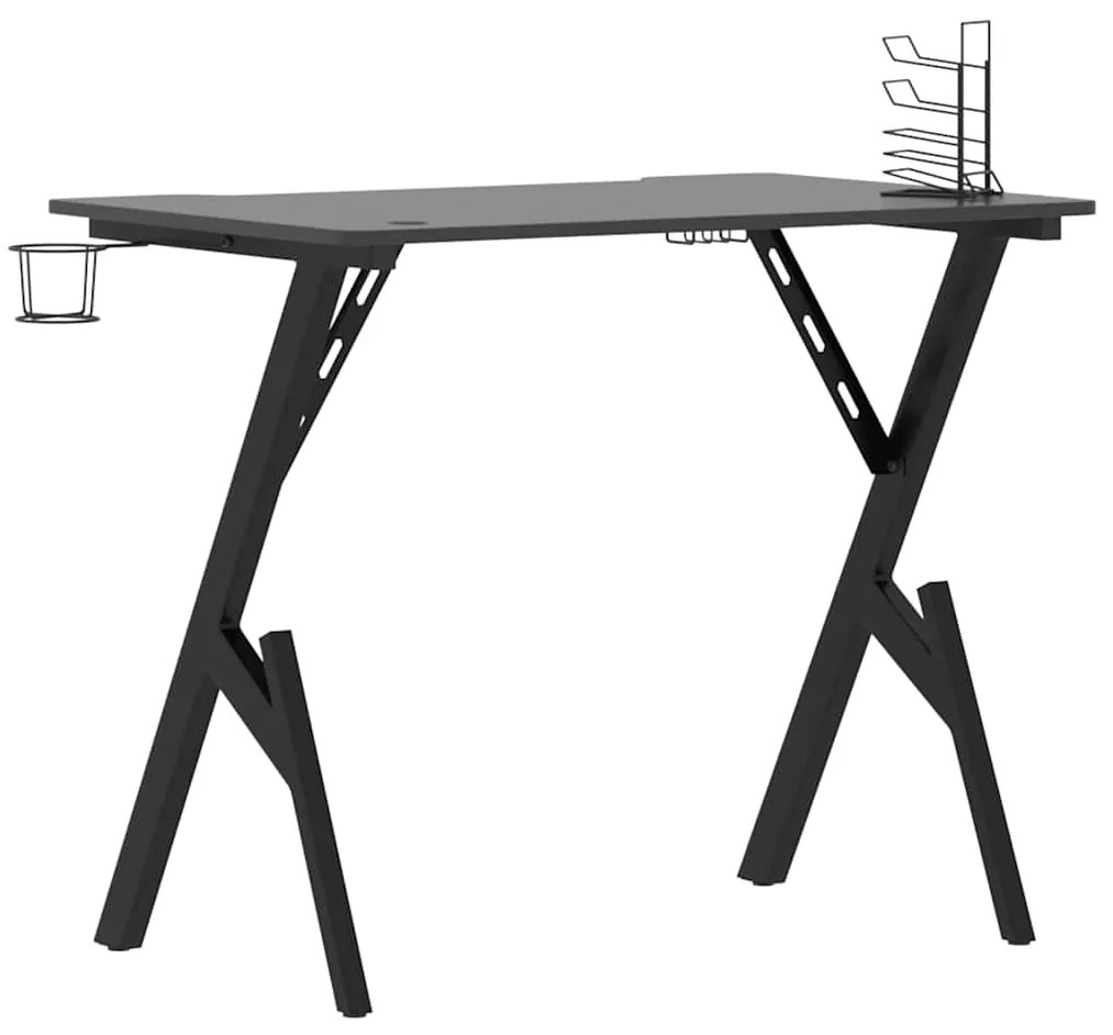 Secretária de gaming c/ pernas em forma de Y 90x60x75 cm preto